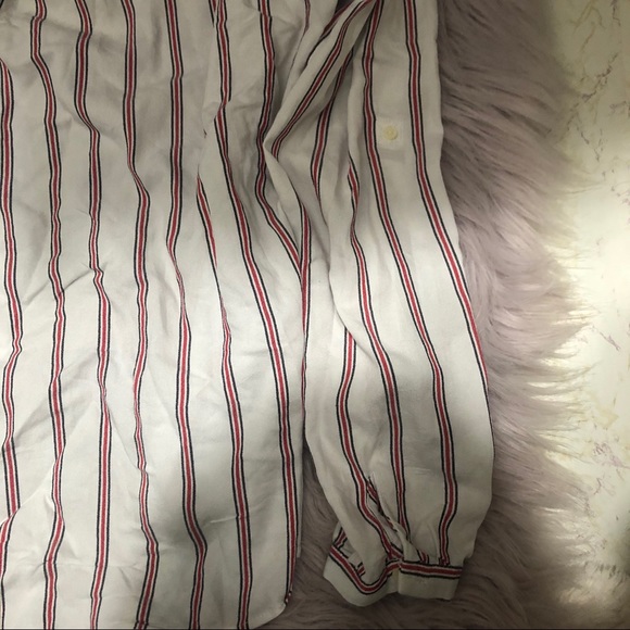 White and Red Striped Button-Up Shirt - Picture 3 of 6
